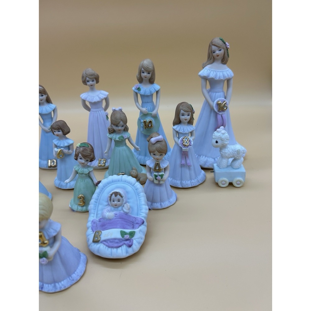 Enesco Growing Up Girls Figurine Lot Partial Set w/ Baby Bear & Lamb READ Desc. - Picture 4 of 10